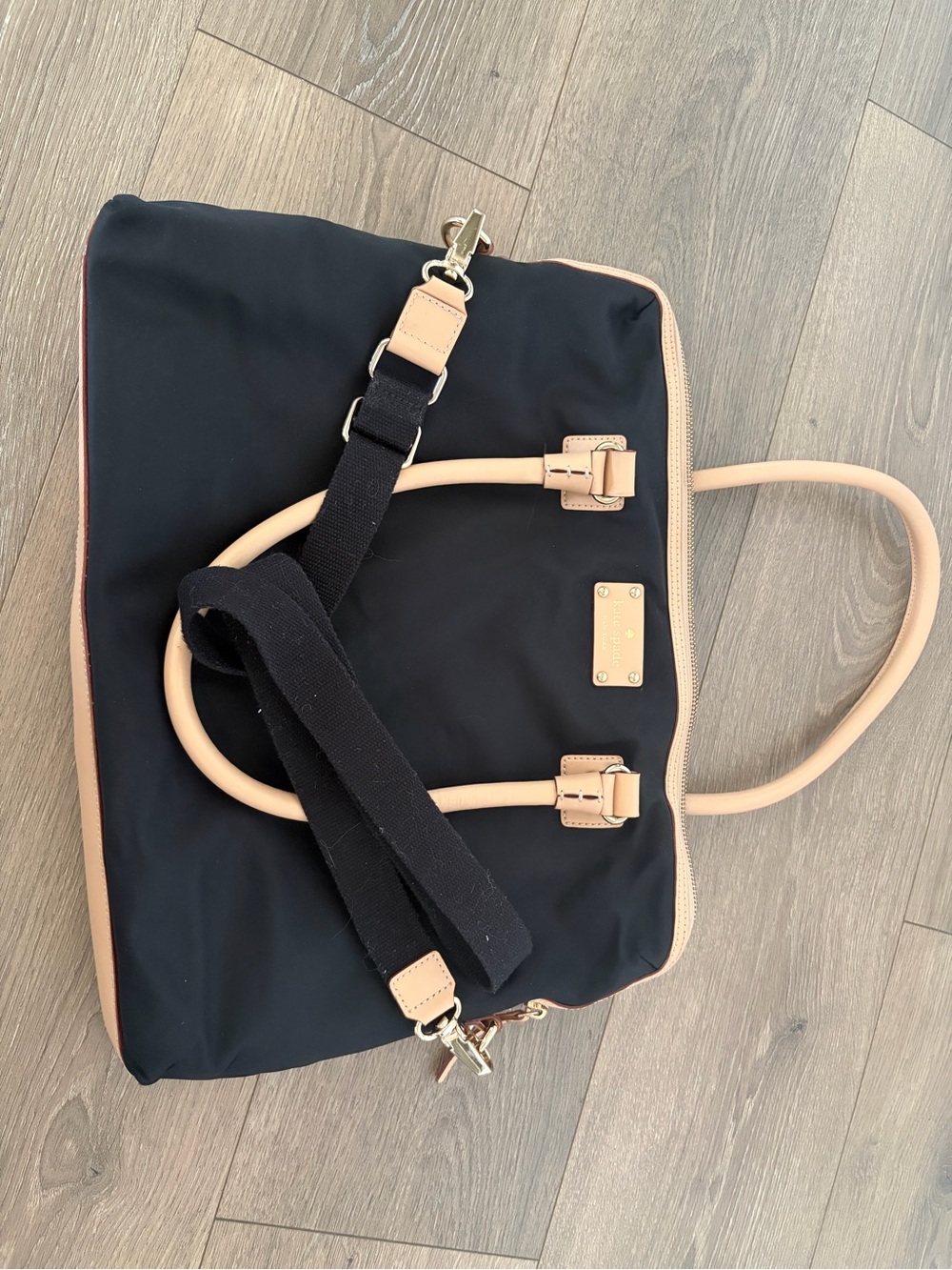 Kate Spade Black and Tan Nylon Laptop Bag